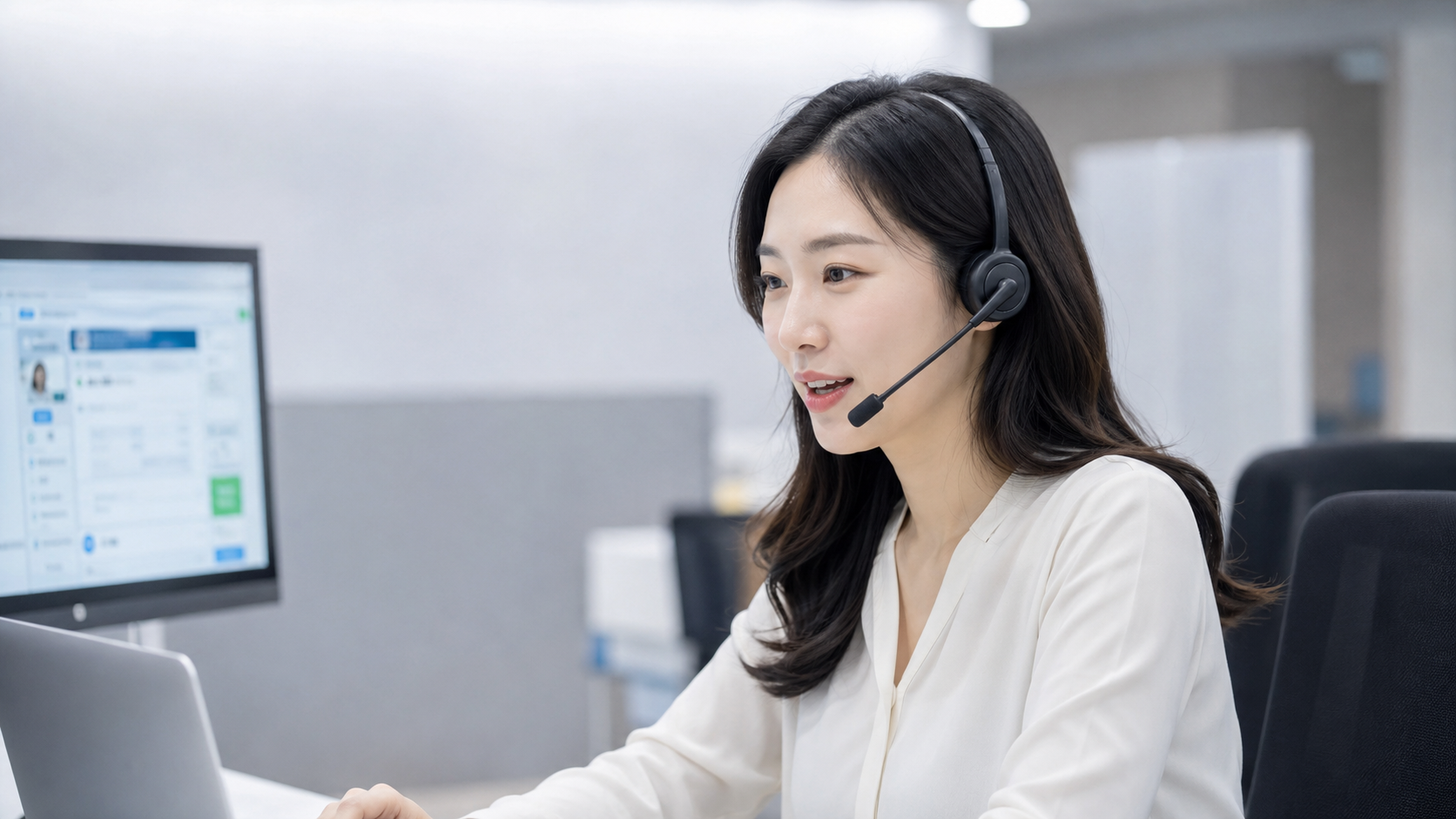 헤드셋을 착용한 전담 담당자가 응대하는 이미지